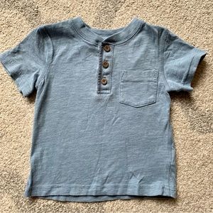 Short Sleeved Blue Henley Tee